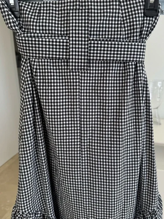 Pinko Black & White Gingham Tie-Waist A-Line Skirt, Asymmetric fabulous style, 4 - Picture 7 of 14